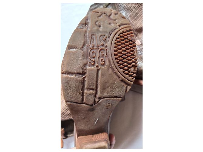 Autre Marque to.S.98 Botines de Cuero Patchwork Marrón Castaño - vista 9