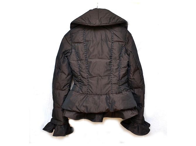 Moncler Pepper Grenoble chaqueta acolchada corta con volantes marrón Castaño - vista 3