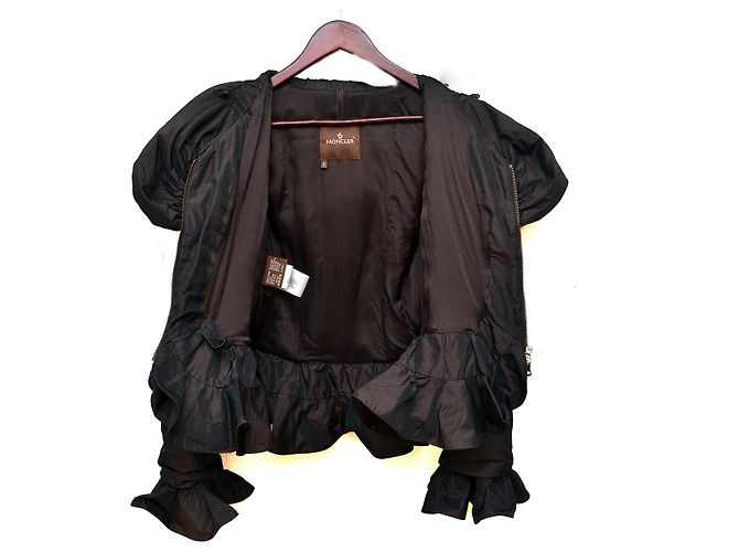 Moncler Pepper Grenoble chaqueta acolchada corta con volantes marrón Castaño - vista 4
