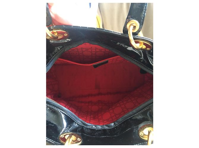Borsa Christian Dior Cannage in vernice nera Nero - vista 6