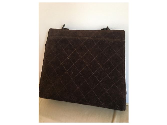 Borsa Chanel in velluto marrone Marrone scuro - vista 2