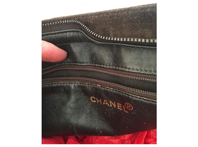 Borsa Chanel in velluto marrone Marrone scuro - vista 3