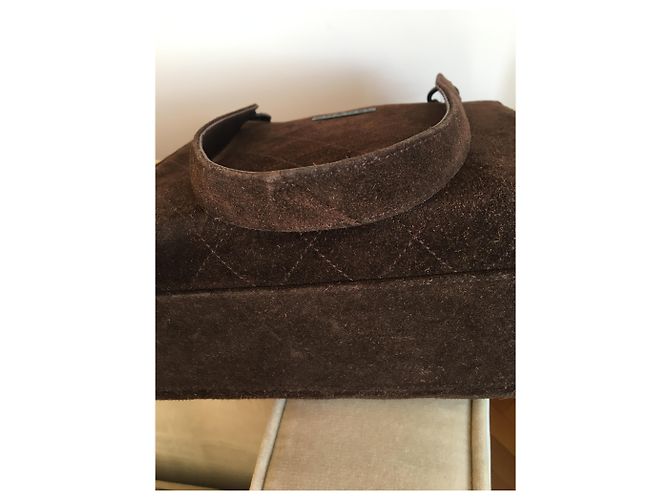 Borsa Chanel in velluto marrone Marrone scuro - vista 4