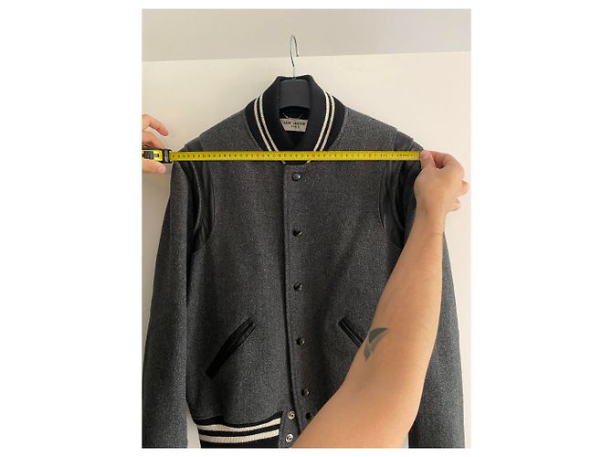 Saint Laurent Teddy wool blend bomber jacket grey - view 2