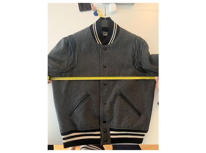 Saint Laurent Teddy wool blend bomber jacket grey - view 3