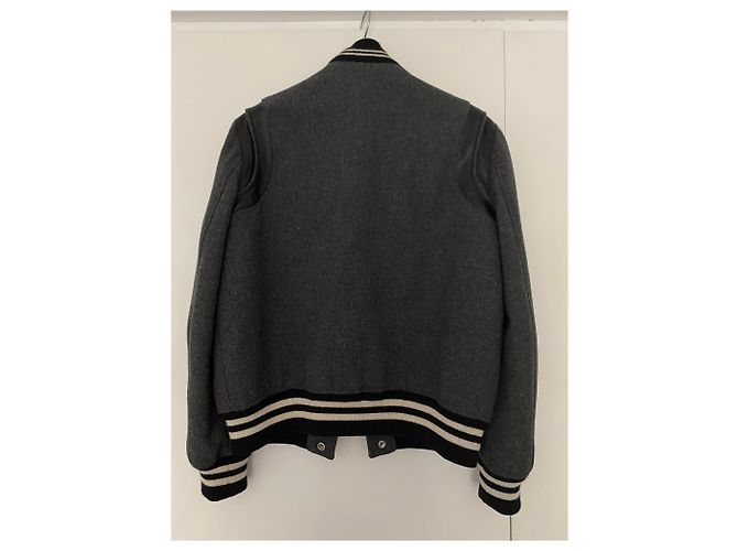 Saint Laurent Teddy wool blend bomber jacket grey - view 4