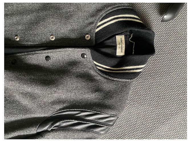 Saint Laurent Teddy wool blend bomber jacket grey - view 6