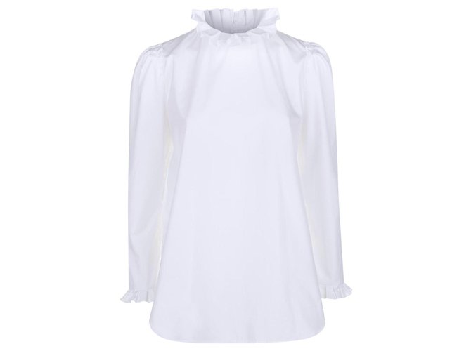 Sandro Rosane Blusa de algodão Eggshell Fora de branco - vista 10