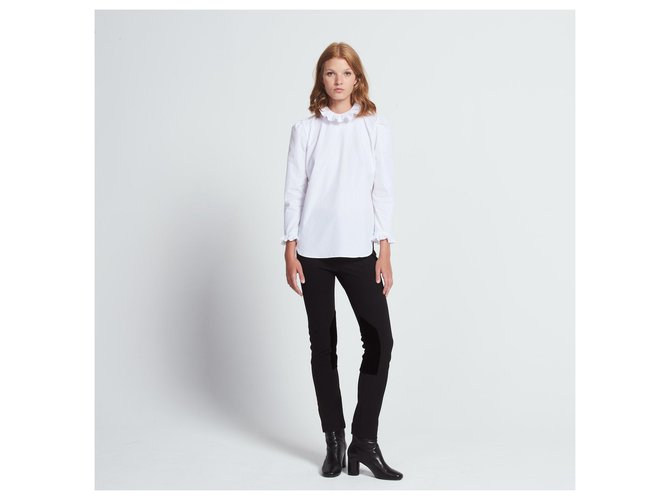 Sandro Rosane Blusa de algodão Eggshell Fora de branco - vista 11