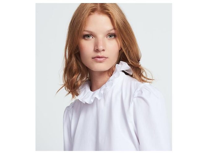 Sandro Rosane Blusa de algodão Eggshell Fora de branco - vista 12