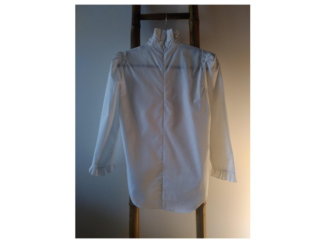Sandro Rosane Blusa de algodão Eggshell Fora de branco - vista 2