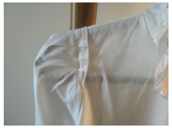 Sandro Rosane Blusa de algodão Eggshell Fora de branco - vista 6