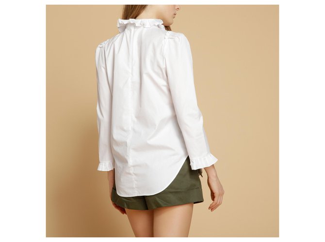 Sandro Rosane Blusa de algodão Eggshell Fora de branco - vista 8