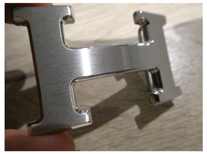 Hermès belt loop 5382 in brushed palladium steel 32MM Silvery - view 2