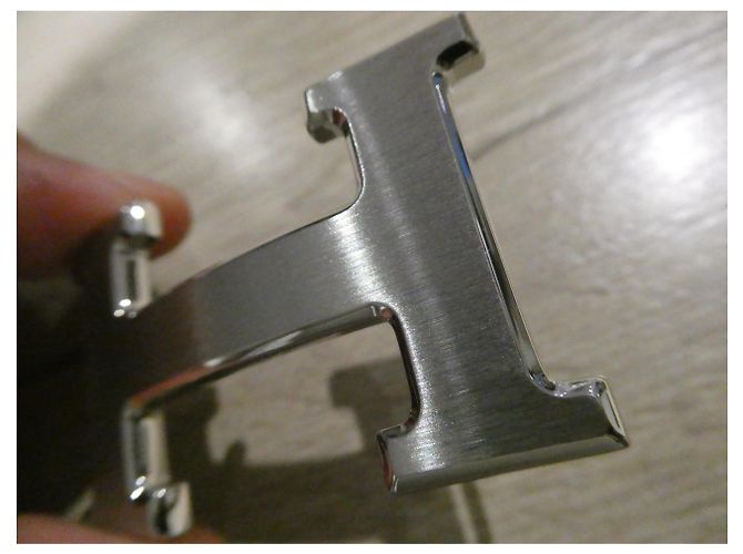 Hermès belt loop 5382 in brushed palladium steel 32MM Silvery - view 3