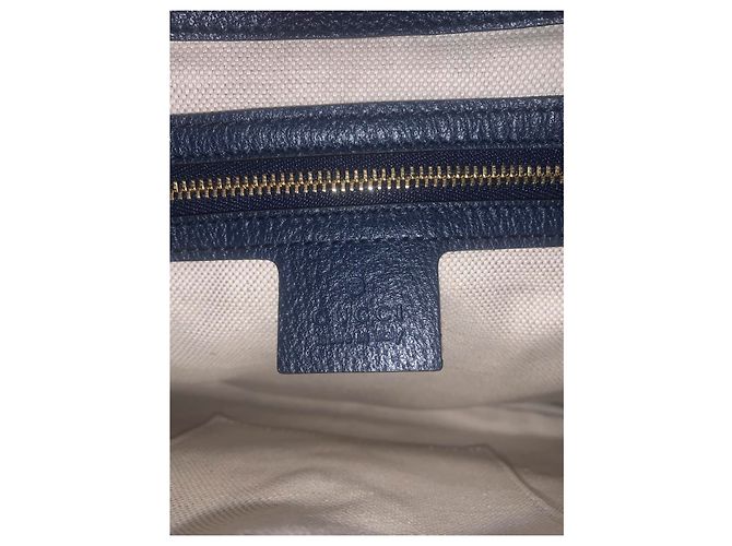 Borsa Gucci Jackie Hobo Flora Pelle Blu e Tela Bianca Bianco sporco - vista 10