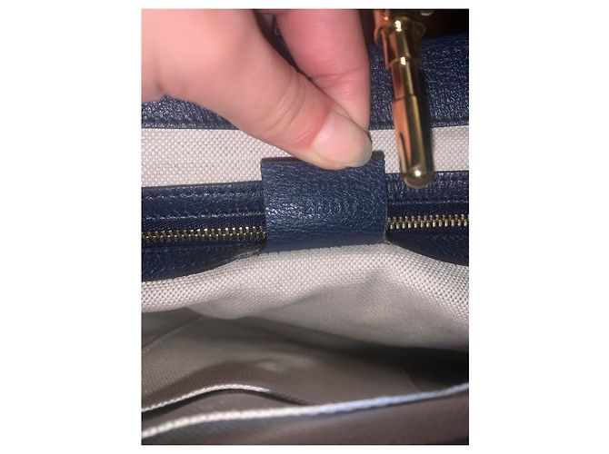 Borsa Gucci Jackie Hobo Flora Pelle Blu e Tela Bianca Bianco sporco - vista 11