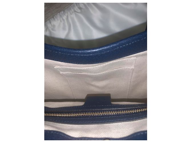Borsa Gucci Jackie Hobo Flora Pelle Blu e Tela Bianca Bianco sporco - vista 9