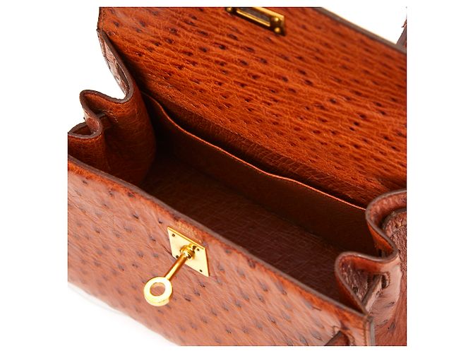 Hermès MINI KELLY 20 Goldstrauß Karamell - Ansicht 11