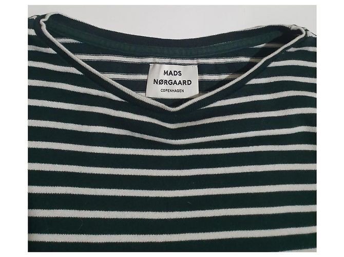 Blusa a righe Mads Norgaard Bianca e Verde in Cotone Taglia M Bianco - vista 3