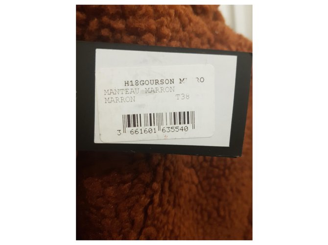 Abrigo largo Maje Gourson marrón efecto pelo Castaño - vista 3