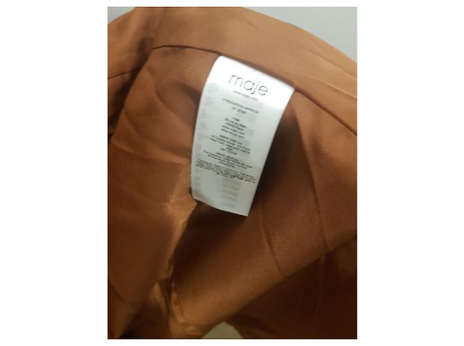 Abrigo largo Maje Gourson marrón efecto pelo Castaño - vista 6