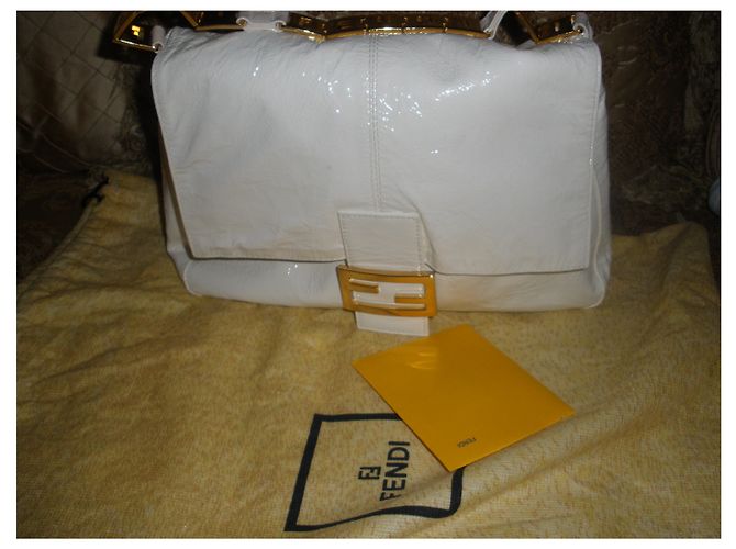 Fendi Baguette Tasche Creme Lackleder Roh - Ansicht 5