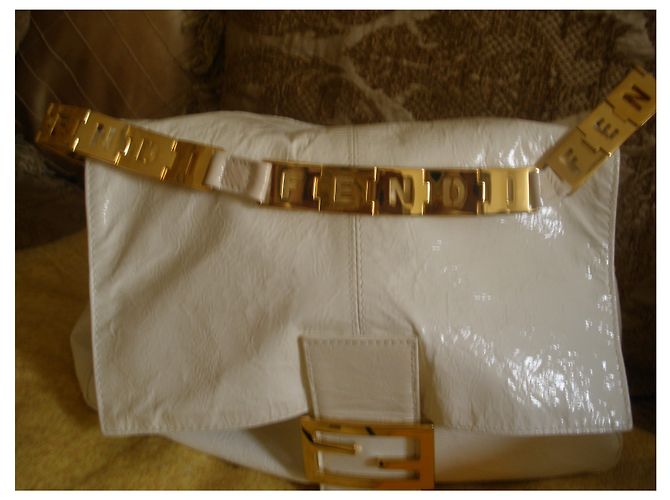 Fendi Baguette Tasche Creme Lackleder Roh - Ansicht 8
