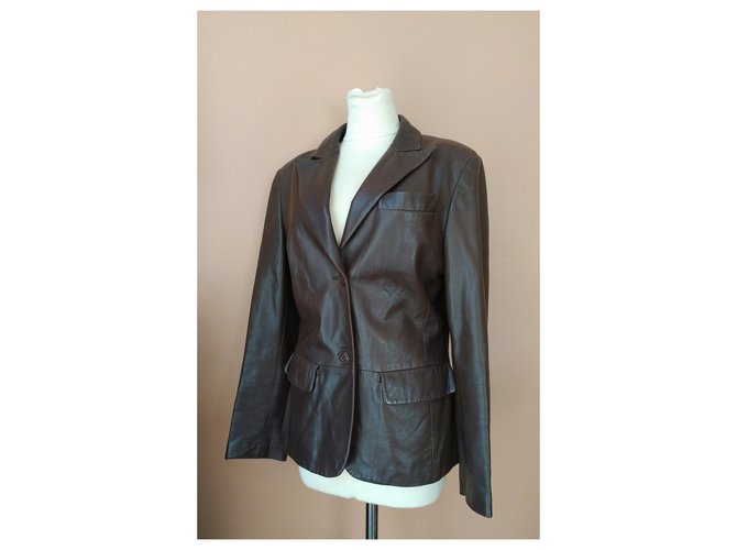 Max Mara Lederjacke Schokolade - Ansicht 2