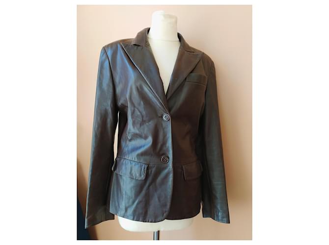 Max Mara Lederjacke Schokolade - Ansicht 6
