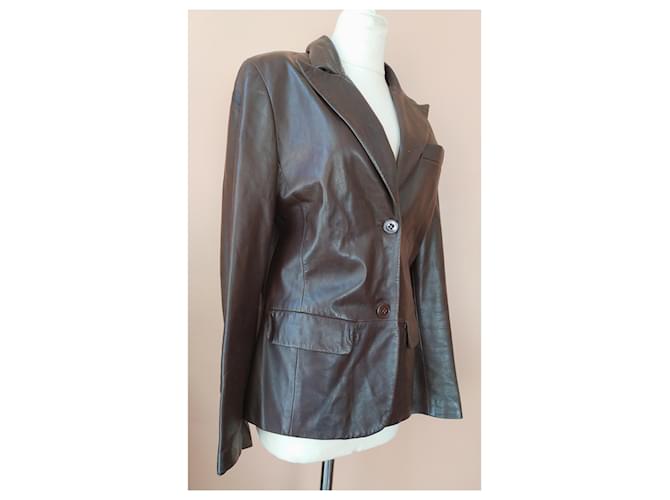 Max Mara Lederjacke Schokolade - Ansicht 7