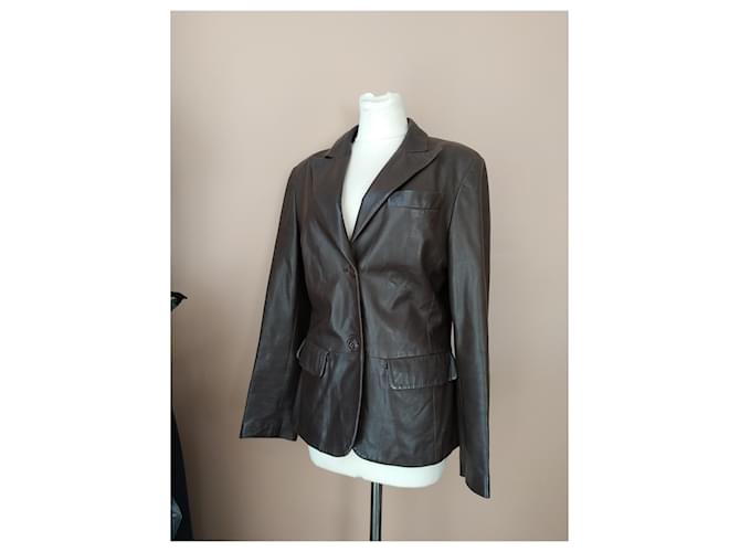 Max Mara Lederjacke Schokolade - Ansicht 8