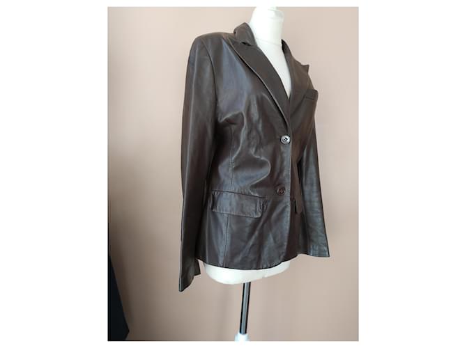 Max Mara Lederjacke Schokolade - Ansicht 9