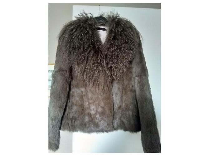 Autre Marque Chaqueta de piel de conejo chocolate - vista 4