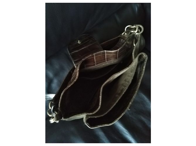 Borsa a tracolla Furla in pelle e pelle di cervo verde oliva - vista 2