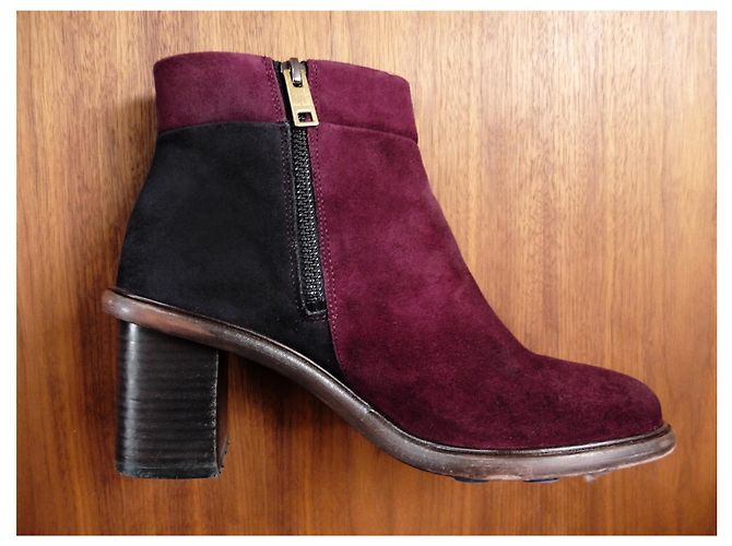 Botines Paul Smith de piel de ciervo negro y burdeos - vista 5