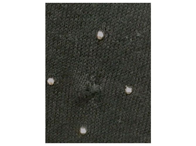 Pull en maille de lin clouté Acne Precious, Size M Noir Argenté - vue 2