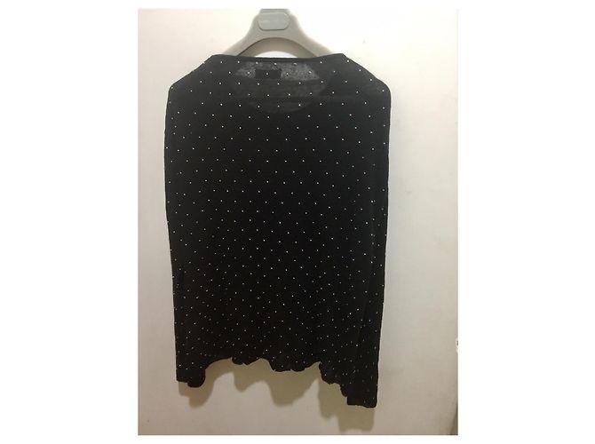 Pull en maille de lin clouté Acne Precious, Size M Noir Argenté - vue 3