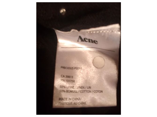 Pull en maille de lin clouté Acne Precious, Size M Noir Argenté - vue 5