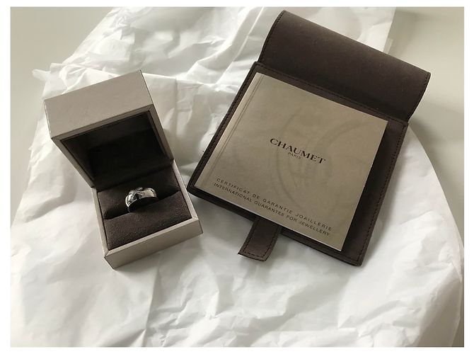 Autre Marque Lined Diamond Link Ring Weißgold Silber Hardware - Ansicht 2