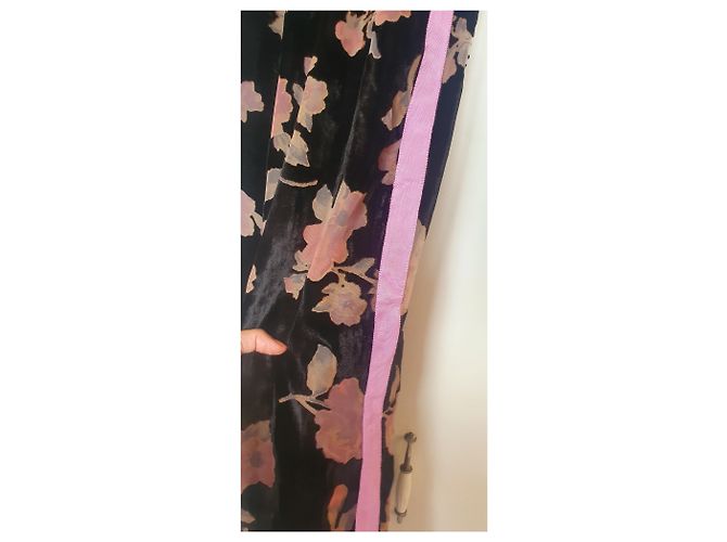 Autre Marque Isabelle Blanche Hose aus schwarzem Samt mit Blumenprint - Ansicht 6