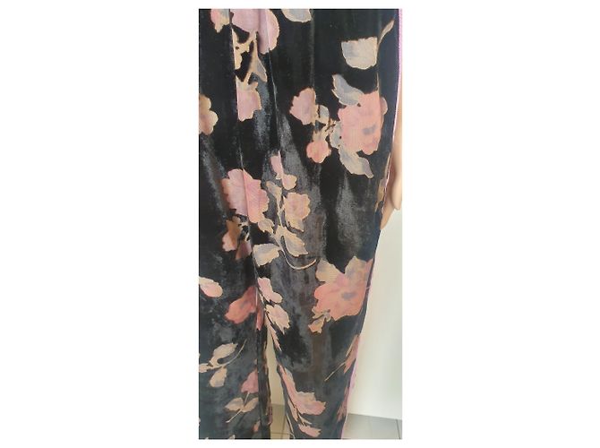 Autre Marque Isabelle Blanche Hose aus schwarzem Samt mit Blumenprint - Ansicht 7