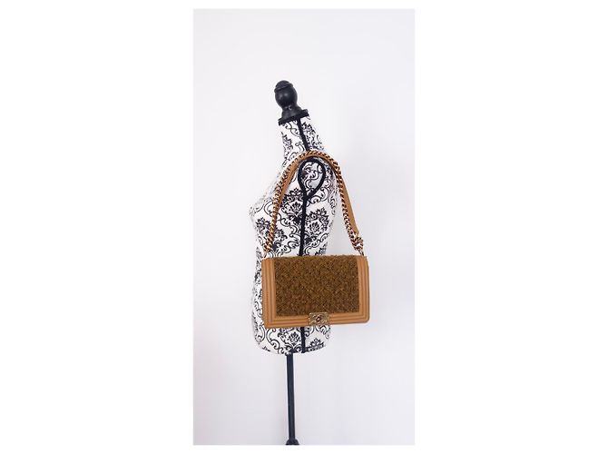 BORSA CHANEL BOY TWEED GOLD D'oro - vista 13