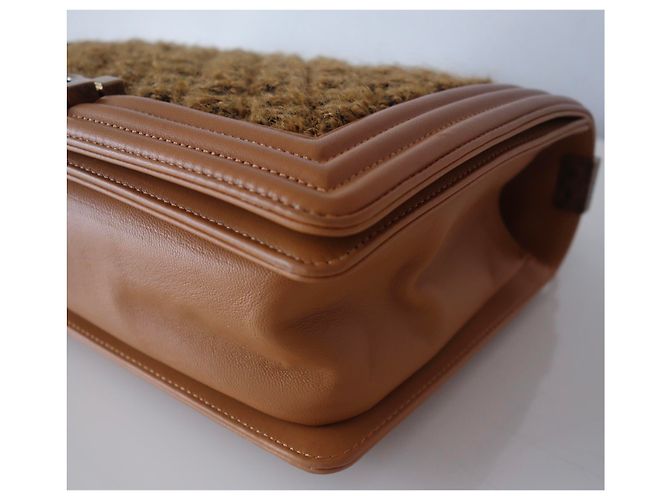 BORSA CHANEL BOY TWEED GOLD D'oro - vista 3