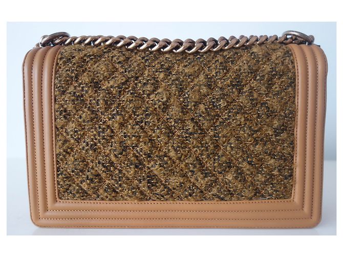 BORSA CHANEL BOY TWEED GOLD D'oro - vista 5