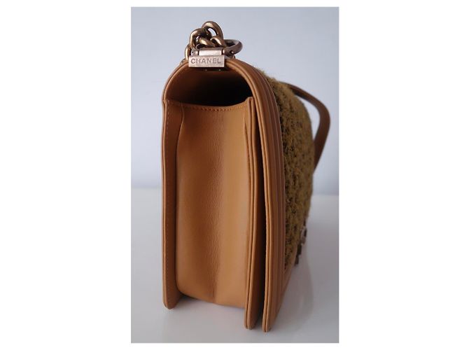 BORSA CHANEL BOY TWEED GOLD D'oro - vista 9
