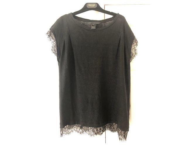 Marc by Marc Jacobs Schwarzes Leinenoberteil mit Spitzendetails - Ansicht 2
