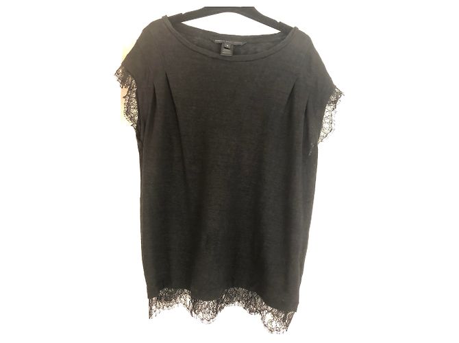 Marc by Marc Jacobs Schwarzes Leinenoberteil mit Spitzendetails - Ansicht 3