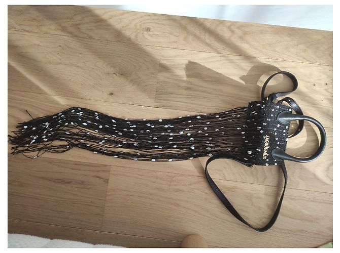 Borsa Jacquemus Espelho Nera in Cotone con Frange di Conchiglia Nero - vista 2