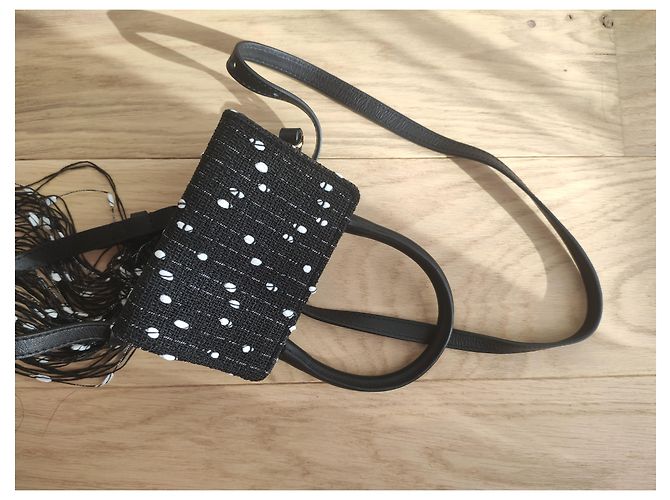 Borsa Jacquemus Espelho Nera in Cotone con Frange di Conchiglia Nero - vista 3